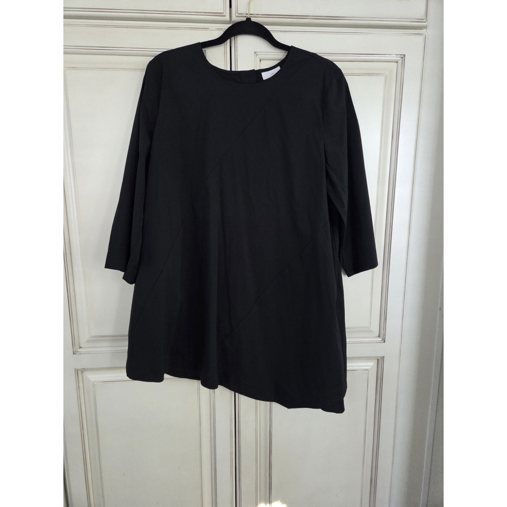 J Jill Asymmetrical Tunic‎ Top Women's Large Elevated Crisp Classy Black